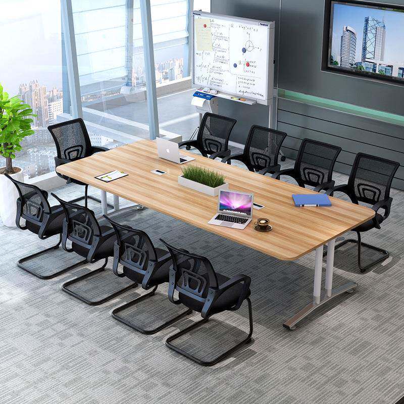 无品牌/美式长钢会议桌办公室条洽木谈桌员工办公培训简约接待桌