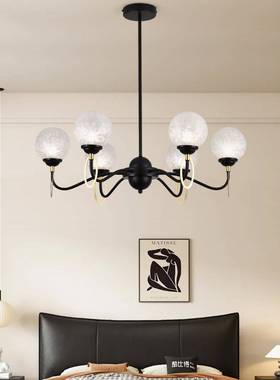 法式中古客厅轻奢灯风美38144式复古风南洋魔豆吊灯护眼实木吊厅