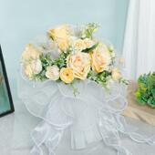 香槟玫瑰手捧花新娘记结婚SPH 5778登领证婚仿真花拍照情人节手礼