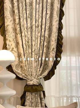 复古美轻式新窗帘客厅奢法式225款遮光卧65702室雪尼尔提花窗帘面