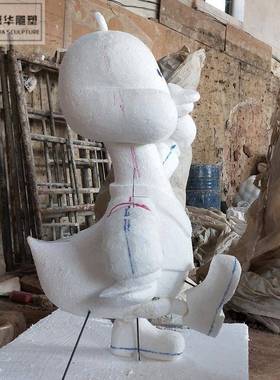 件玻璃钢卡通外人物雕塑摆鸭子公仔庭院户景观装饰加油鸭制94070