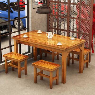 饭店桌椅组合实24295木快餐椅吃烧烤桌店面馆早桌小椅大排档餐馆