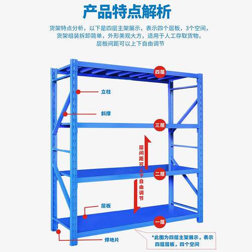 轻厂家直销PGU仓储货型架仓库库房家用型货架型中重储物架置物架