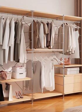 开放式衣柜衣卧落地步入挂44124式衣帽间架子衣服置物架可伸缩室