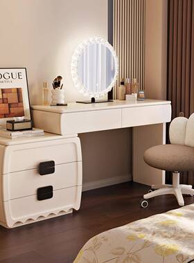 202中5新款古奶油风化妆台实木烤漆斗柜64785一卧室代简约现化妆