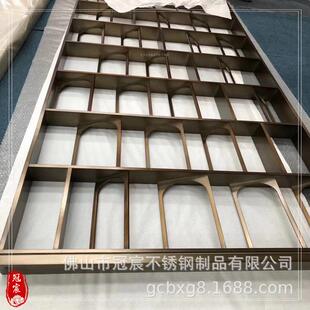现代厅简约不锈钛金水晶屏风隔RLE断镂空金客属玄关钢玻璃屏风