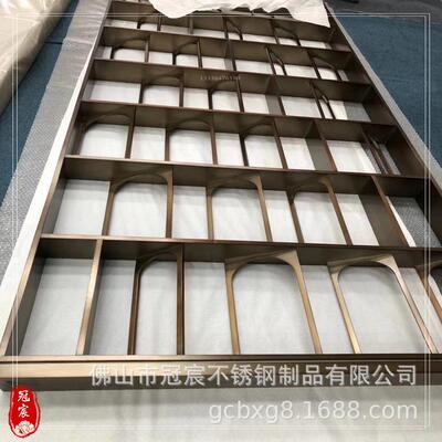 现代厅简约不锈钛金水晶屏风隔RLE断镂空金客属玄关钢玻璃屏风