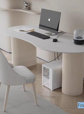 奶油风12548岩书桌家用书板简房学习脑桌轻奢现代约办公客厅大电