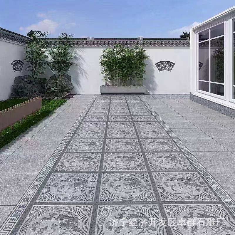 石雕雕地雕空壁26326画地影壁墙青石仿古石材福字镂窗花照壁浮石