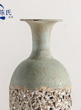 插美A2403复古做旧镂空花瓶摆件民宿干花落地花器花店饰品摄影式