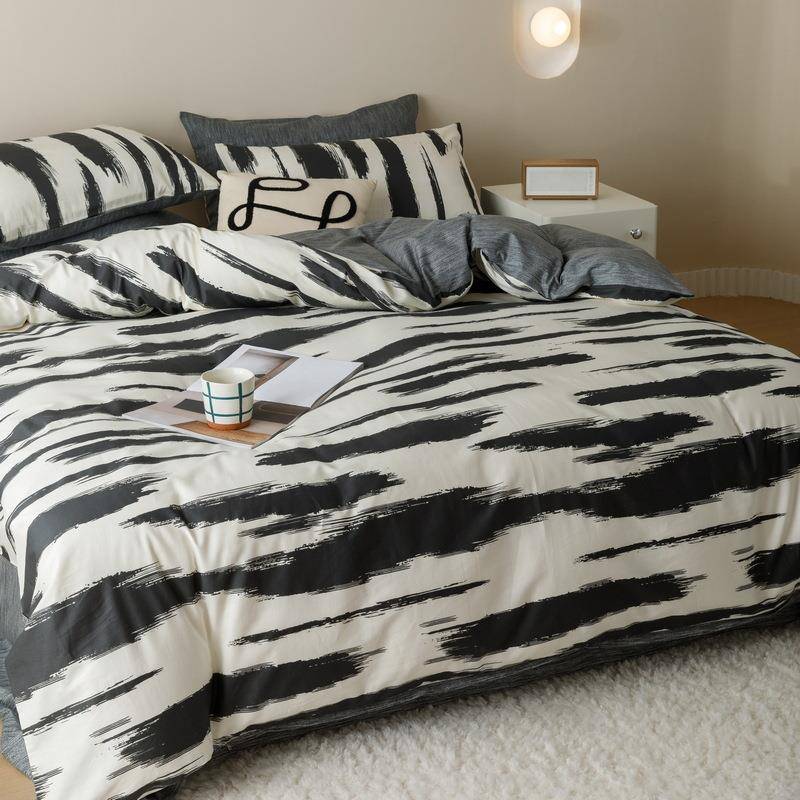 简约床上四三件套纯棉全100男床单人被套套床VWL笠学生宿舍棉件床