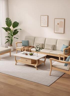 客厅实木沙发全4蜡白木沙发布实木家具艺单人位原木85226色实人木