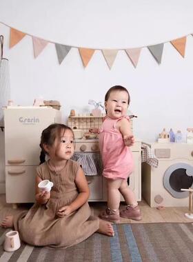 儿童乐过家家木质厨房仿真儿厨具女55602孩做饭煮饭木制幼园游男