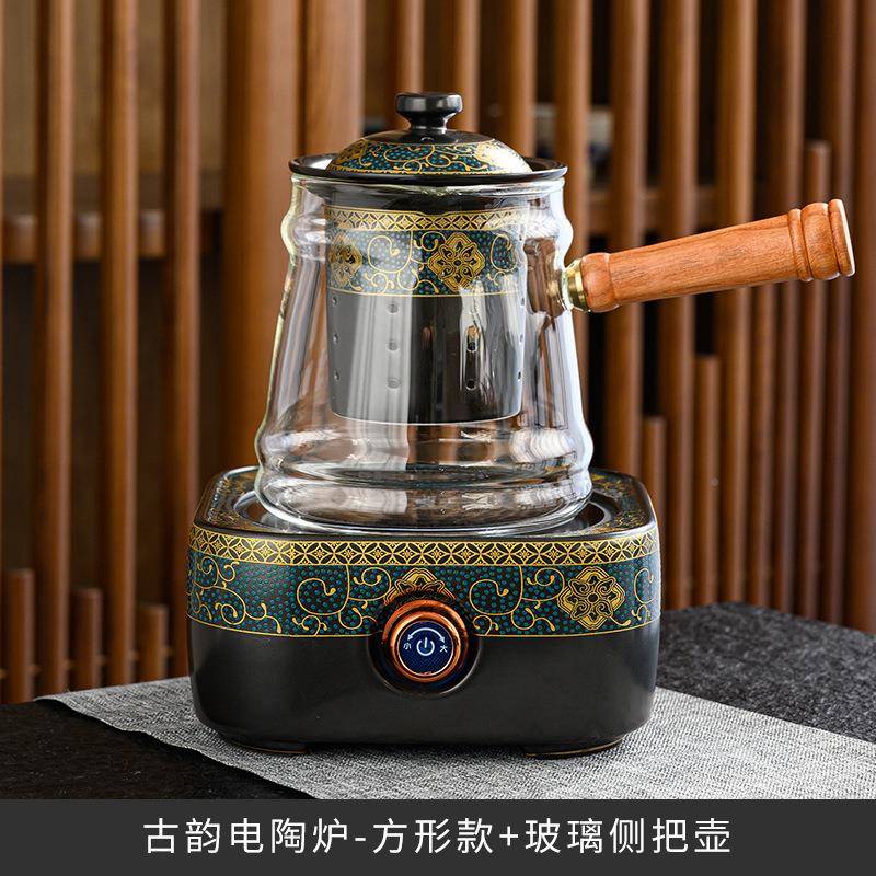 古韵黑亚光电陶茶炉煮茶壶提梁壶泡壶玻DANKJDNR公璃茶耐高温家用