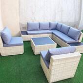 室外庭HX 藤编院藤转几角三沙发露天阳台防水防晒茶组合酒店客厅