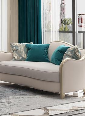 美4482式轻奢实2木布沙发组合皮简约小型客厅户别墅13布艺网红可