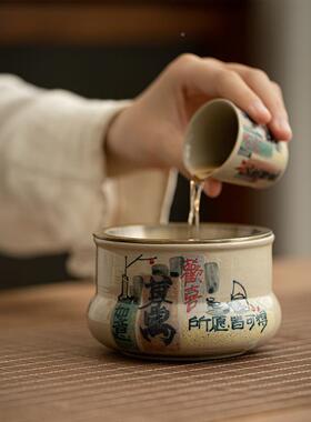 锦灰堆绘水建水茶洗家用陶ZLO瓷茶渣缸茶水缸茶具件废手水配桶水