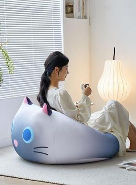 新款沙红懒人发单小沙发可躺可睡卡通儿童豆人袋网榻榻89785米躺