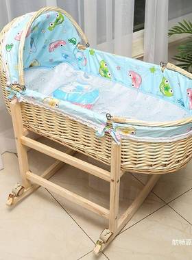 婴儿子手提载篮摇篮床藤编老式左右59801摇车用推车篮两新生新儿
