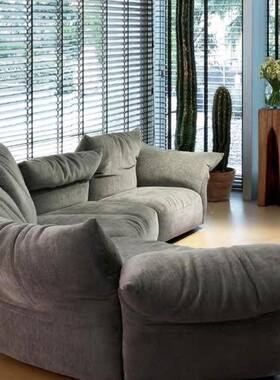 式极简花瓣网红布艺沙发意形转师角别墅大沙发设计奶油异风法9975