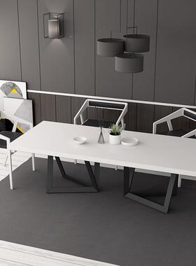 lot美式实木约会议桌长桌简办VCM公桌白色工大板f桌工业风大型作