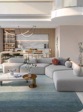 别师墅奢华高端石沙发诧寂44104风户型岩设计创意异形布艺奶油风