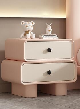 网奶油风床柜简约35265现代质复古红收头纳柜家用卧室儿皮童