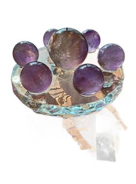 然紫水紫晶球水TWD天晶七星阵石打磨家居办原公摆件