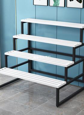 全钢花置物架阳台客落地式厅47820架新款阶梯肉架带轮户外庭院多