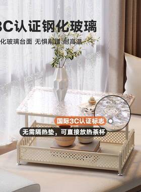 奶风玻飘窗桌子璃小茶几三件套家用台炕油几榻榻米桌阳卧90897室