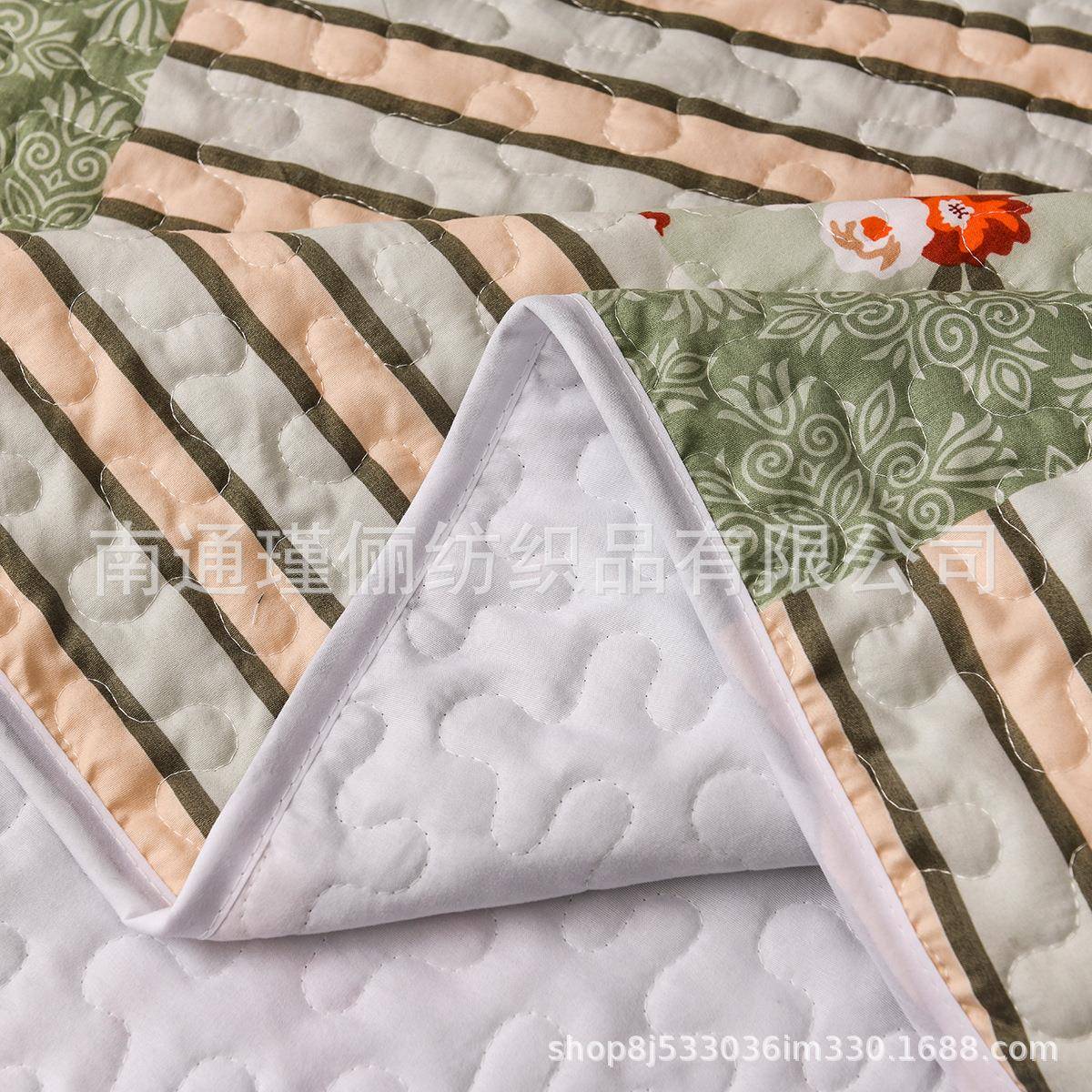 三件套小缝图案绗床盖，UJU缝制绗缝花床上用品