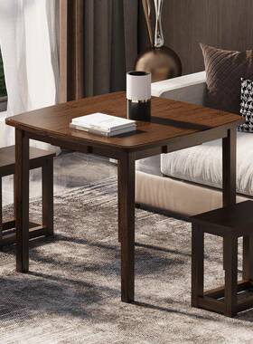 四木方桌桌客厅用吃饭学习桌家小方桌小户型实74750茶桌抽屉正方