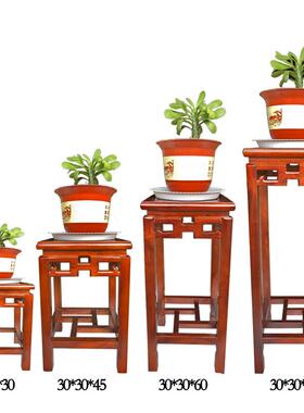 花架实木质方形单个高榆矮客厅I600阳台中式吊兰木萝仿古绿款室内