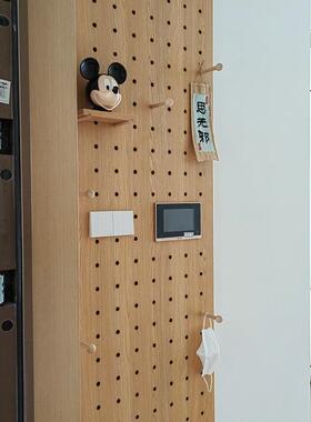 实洞洞板展示架木质玄桌面墙面桌书收纳墙73014入户门口关木置物