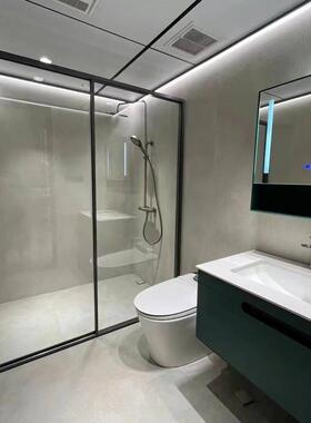 淋卫浴房门生间干分离淋隔断一字型浴房浴湿室59335玻璃屏风洗澡