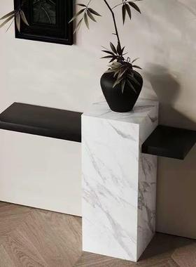 板玄实木玄关桌现代简约靠墙入户关柜轻台奢TYA高岩档端景绢花