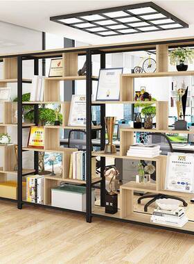 简办公室约隔断置物架书架落地厅玄关屏装饰风展示架铁艺架94340