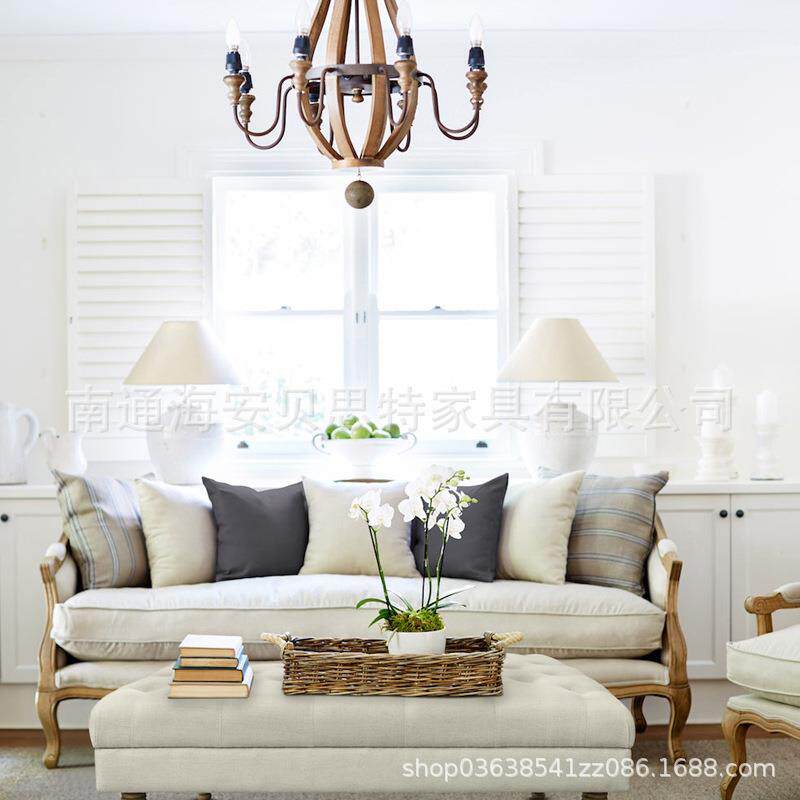 美式轻奢客ISD布厅实木三人艺沙发复古影雕花法式楼样板房家用家