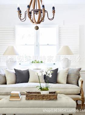 美式轻奢客ISD布厅实木三人艺沙发复古影雕花法式楼样板房家用家