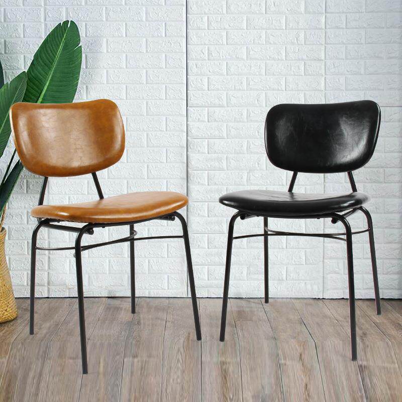 复美式铁艺皮革约工业风椅子LOYVEF简T休餐厅靠背餐椅酒吧古闲椅