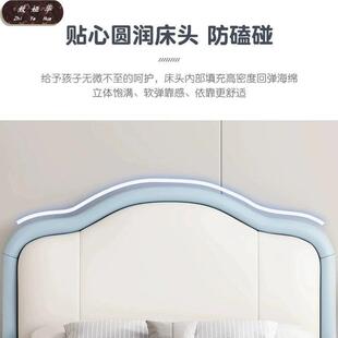 1米单人床18179简约现代1艺.5m3男孩女孩皮童儿床实木软包床家用