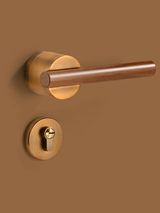 门锁室内木门卧室门房门分体式 静音磁吸锁家用房间门木纹把手套装