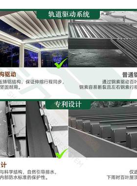 厂家直供庭院外合金凉亭室阳光房电RET动智能伸缩翻百叶铝凉亭转