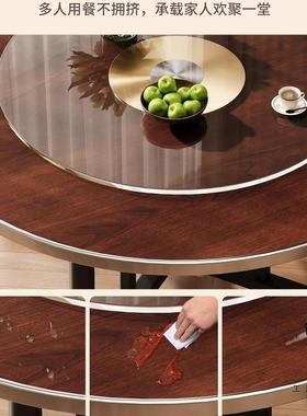 实圆木餐桌圆形大圆桌家用44409桌小户型吃饭子旋盘转圆桌桌面可