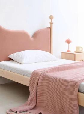 美硬枫木实木儿童床樱桃木男橡孩女孩油简约奶风76774北白木鱼尾