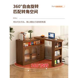 可伸缩吧台桌墙餐边柜一体家用客厅57754玄关隔断型小户台靠沙阳
