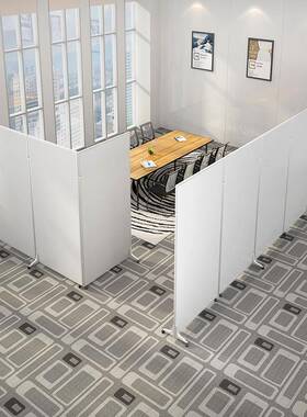 拉厂广州公室移动高隔办断可活50823动折叠带轮活动屏风推门工车