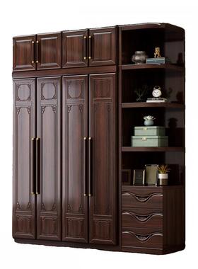 新式紫金檀木实木衣柜家卧简约48583室现代小户型带储用物中全实