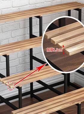 阳台多肉多花架外铁室艺阶梯花盆架庭院防腐木层花置架子盆95218