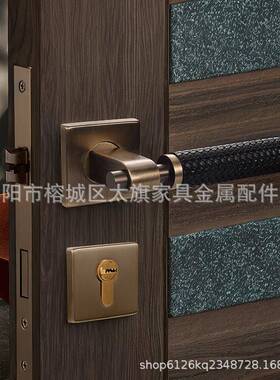 5门8卧室静型音通用现房门锁代木锁室内灰黑71094素门把手家用磁